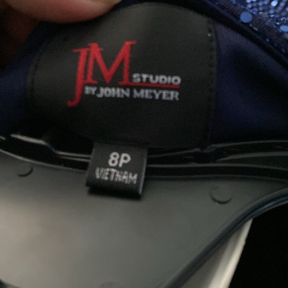 Blue Sequin Ruched V-Neck Mini Dress size 8p - Picture 7 of 7